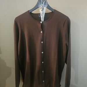 Ralph Lauren Dark Brown Knit Cardigan 84%silk